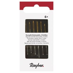 Aiguilles à broder émoussées, 3 tailles, blister 6 pces