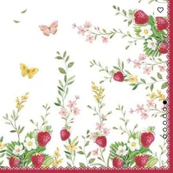 4 serviettes en papier découpage collage 33 cm Easy Life JARDIN DE FRAISES