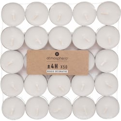 Bougies chauffe-plat - 50 pièces - Blanc - Sans parfum - Atmosphera