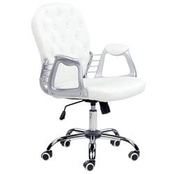 Chaise de Bureau à Roulettes en Cuir PU Blanc avec Dossier Capitonné et Aspect Luxueux et Confort pour Intérieurs Glamour Tendance Beliani