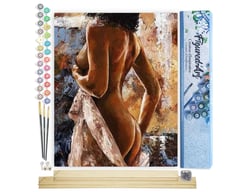 Peinture par Numéro Figured'Art - Courbes Estompées - Kit de Loisir Créatif DIY Numéro d'Art Complet - 40x50cm toile roulée + châssis en bois à monter