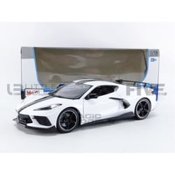 Voiture Miniature de Collection - MAISTO 1/18 - CHEVROLET Corvette Stingray - Blanc - 2020