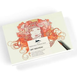 Livre de cartes postales à peindre - Aquarelle - 15x10,5cm - 16 modèles Art Nouveau