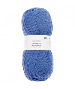 Pelote de laine à chaussettes à tricoter Superba bamboo UNI superwash - Rico Design Bleu (002 - BLEU CLAIR)