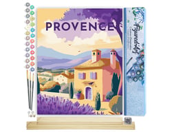 Peinture par Numéro Figured'Art - Affiche Vintage Provence - Kit de Loisir Créatif DIY Numéro d'Art Complet - 40x50cm toile roulée + châssis en bois à monter