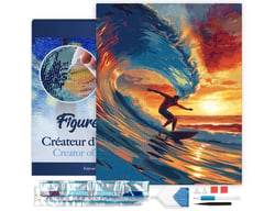 Diamond Painting Broderie Diamant Figured’Art 40x50cm toile tendue sur châssis en bois - diamants carrés - Surf sur grande vague