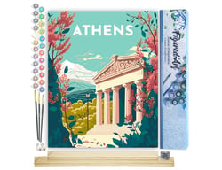 Peinture par Numéro Figured'Art - Affiche Vintage Athènes - Kit de Loisir Créatif DIY Numéro d'Art Complet - 40x50cm toile roulée + châssis en bois à monter
