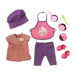 Set cuisinier baby born : tablier et toque - habit poupee 43 cm - zapf creation