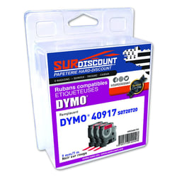 Lot de 3 rubans compatibles pour titreuse Dymo 40917 9mm/7m plastique noir sur rouge