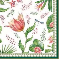 4 serviettes en papier découpage collage 33 cm Easy Life BOTANIQUE TULIPE FEUILLAGE