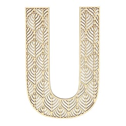 Lettre U en bois Alphabet géant ajouré 24 cm
