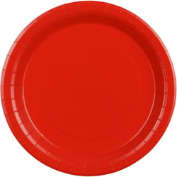 6 Assiettes Rouge Ø23 cm - En carton