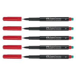 Lot de 5 marqueurs permanents pointe baguée métal S - FABER-CASTELL Multimark - Rouge