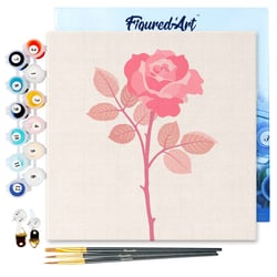 Mini Peinture par Numéro Figured'Art 20x20cm avec cadre Rose sur Tige - Petit Format