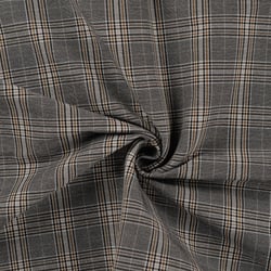 Tissu Bengaline Carreaux Fina ocre sur fond Gris