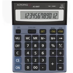 Calculatrice de bureau- ACROPAQ- Écran 12 chiffres- Dual Power- 350g- Ecran incliné avec pied arrière- Finition Alu