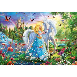 Puzzle la princesse et la licorne blanche dans la foret 1000 pieces - collection monde fantastique - educa 17654