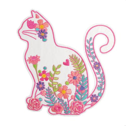 MégaCréa DIY - Maxi patch brodé Chat fleuri 18 x 16,5 cm