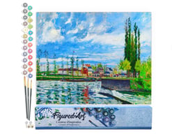 Peinture par Numéro Figured'Art - L´Ecluse à Pontoise - Camille Pissarro - Kit de Loisir Créatif DIY Numéro d'Art - 40x50cm sans châssis en bois