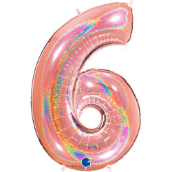 Ballon Géant Chiffre 6 Holographique Rose Gold (102 cm)