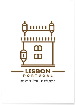 Poster Coordonnées Lisbonne | A3 : 29,7x42cm