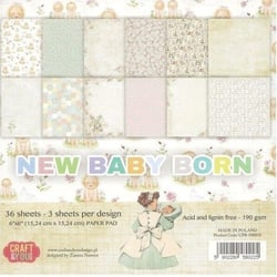 36 papiers imprimés scrapbooking 15 x 15 cm CRAFT & YOU NEW BABY BORN