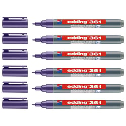 Lot de 6 marqueurs pour tableaux blancs - EDDING - 361 Violet - Pointe fine 1 mm