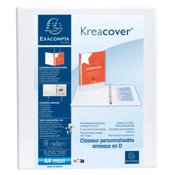 Classeur PP personnalisable Kreacover - 4 anneaux en D 25mm - A4 maxi - Blanc - x 10 - Exacompta