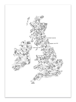 Affiche 30 x 40 cm - UK Ireland Walking Map - Alex Foster