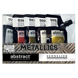 Set de 5 sachets de peinture acrylique Abstract Sennelier couleurs métalliques