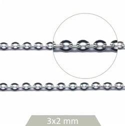 5 Mètres de CHAINE METAL ARGENTE 3 x 2 mm - creation bijoux perles