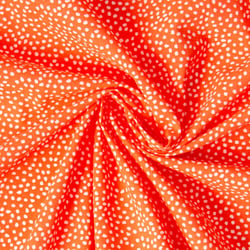 Tissu Coton imprimé Arty Tassin tacheté Blanc sur fond Orange