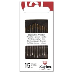 Aiguilles pour coudre et broder, 4 tailles, Blister 15pces