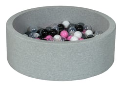 Piscine à balles Aire de jeu + 200 balles noir, blanc, transparent, rose clair, gris - Velinda