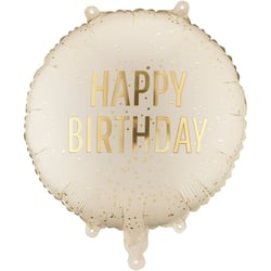 Ballon Aluminium Hélium Happy Birthday Crème   Ø 35 cm