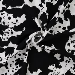 Tissu Viscose imprimé Taches noires sur fond Blanc