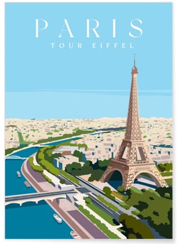 Affiche ville Paris - Tour Eiffel | A3 : 29,7x42cm