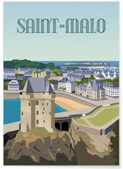 Affiche ville Saint-Malo 2 | A3 : 29,7x42cm