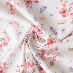 Tissu Coton imprimé digital Fleuris Amael sur fond Ecru