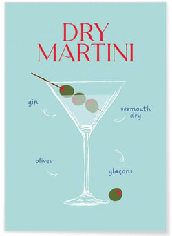 Affiche Cocktail Dry Martini 2 | A3 : 29,7x42cm