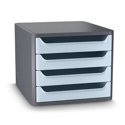 Bloc de classement rangement 4 tiroirs pour Documents First GreenSpirit recyclé Bleu pâle - CEP