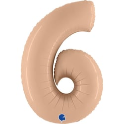 Ballon Géant Chiffre 6 Satin Nude (102 cm)