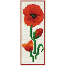 LUC - Kit à broder point de croix marque page Coquelicot