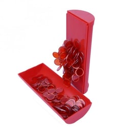 Boite magnetique rouge + 100 pions de loto - ramasse jetons et rangement - cartaloto