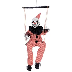 Automate Clown sur balançoire à suspendre - animé, sonore, lumineux - 70cm