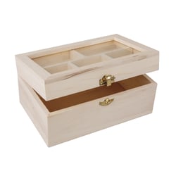 Coffret bois couvercle décoFSC MixCredit, 20x13x9,5cm, 5compart. d.couvercle