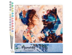 Peinture par Numéro Figured'Art - Complicité Femme et Panthère noire - Kit de Loisir Créatif DIY Numéro d'Art Complet - 40x50cm sans châssis en bois