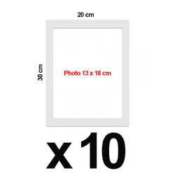 Lot de 10 passe partout pour cadre 20 x 30 cm ext - 13 x 18 cm int - blanc