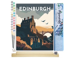 Peinture par Numéro Figured'Art - Affiche Vintage Édimbourg - Kit de Loisir Créatif DIY Numéro d'Art Complet - 40x50cm toile roulée + châssis en bois à monter