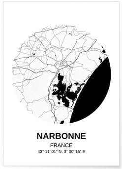 Affiche Carte Narbonne | A3 : 29,7x42cm